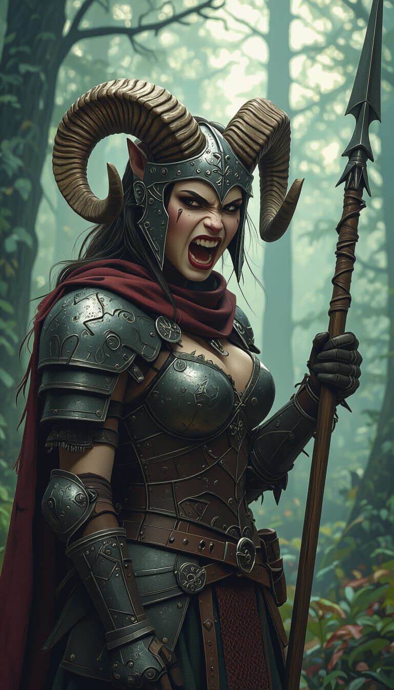 Horned Wolf Knight in Dark Fantasy Forest