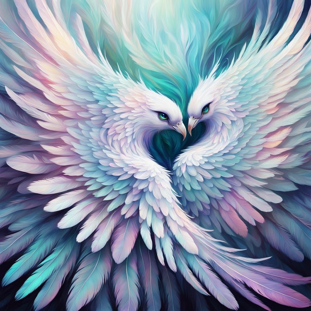 Glowing Iridescent Wings Unfolding as Digital Art