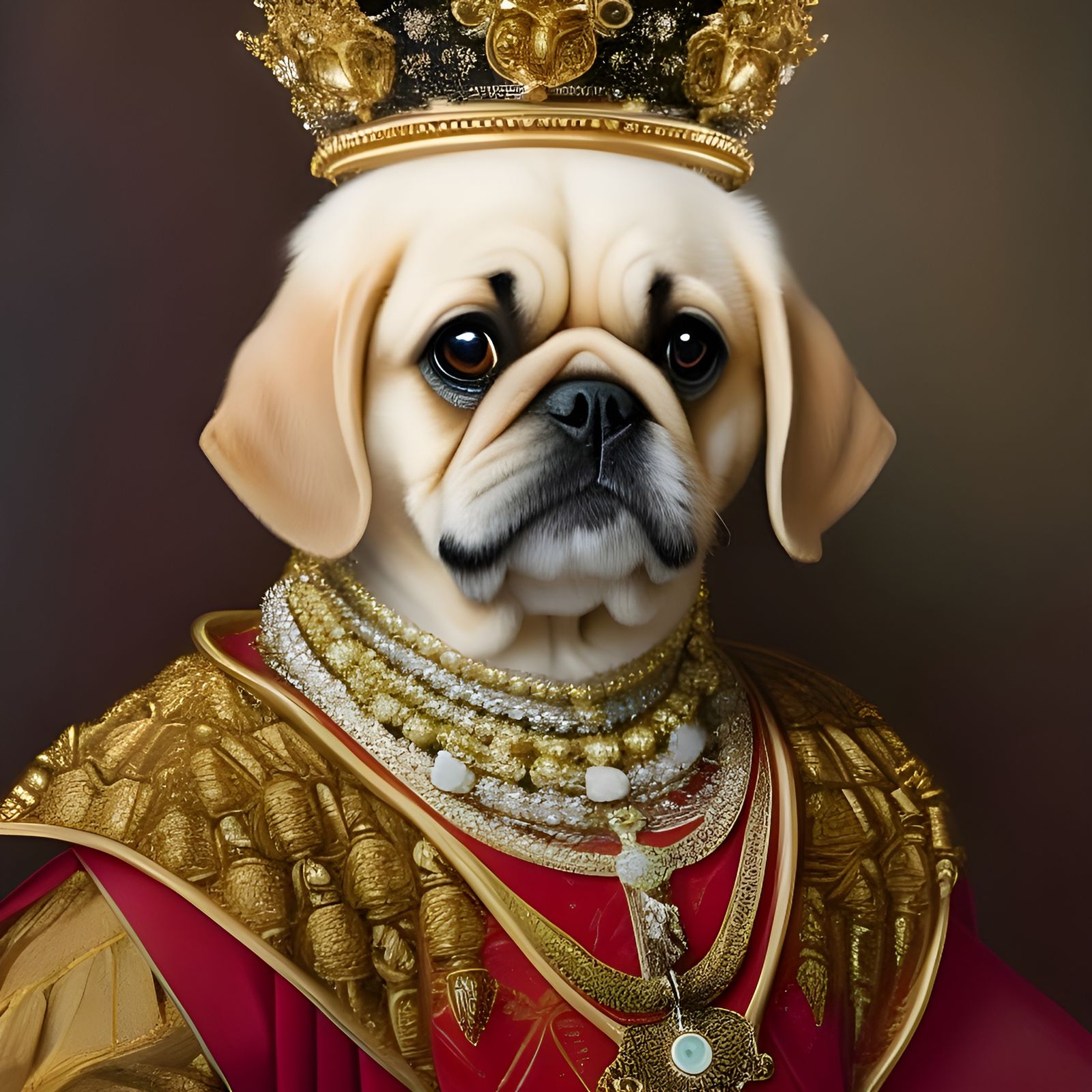 Renaissance Portrait of Goofy Pug King