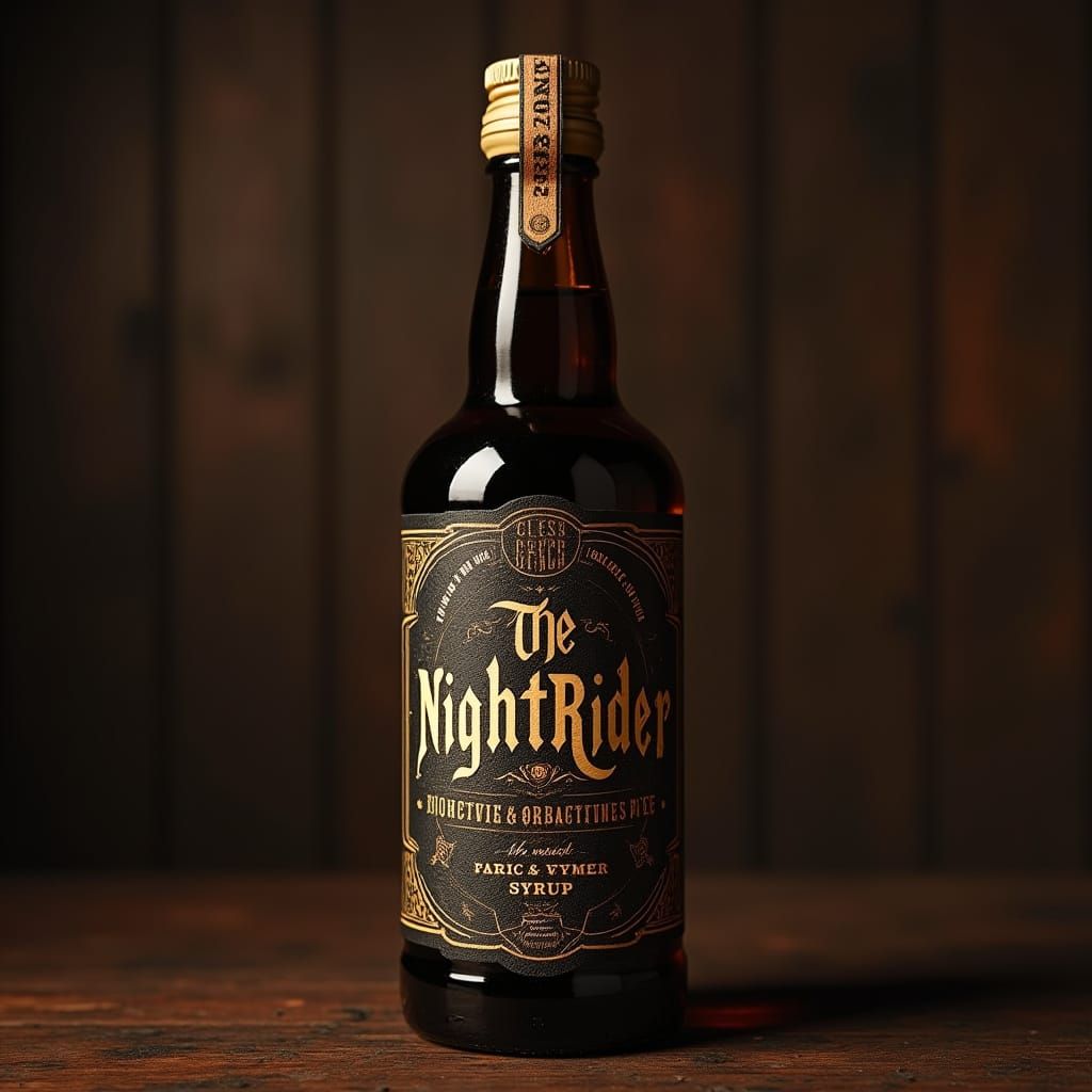 Gothic Syrup Bottle in Distressed Apothecary Style