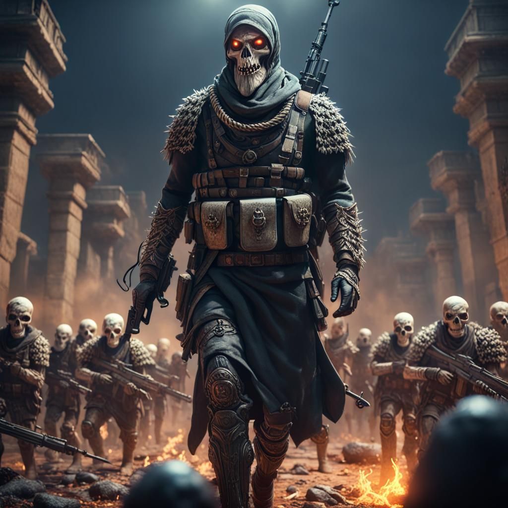 Epic Conquest: Man Leads Army in 3D Cinematic Style