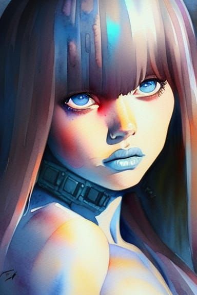 Watercolor Portrait of a Female Barbarian