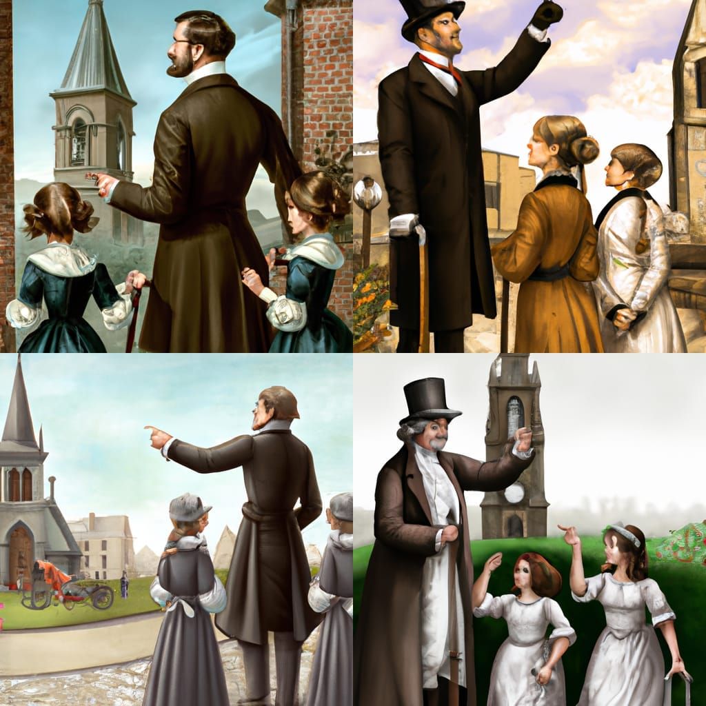 Victorian Vicar Aims Pistol at Bell Tower: Detailed Illustra...