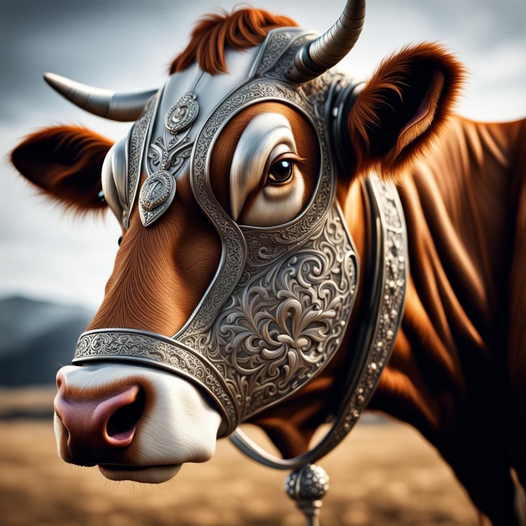 Hyperrealistic Jewelry Cow in Sharp Focus