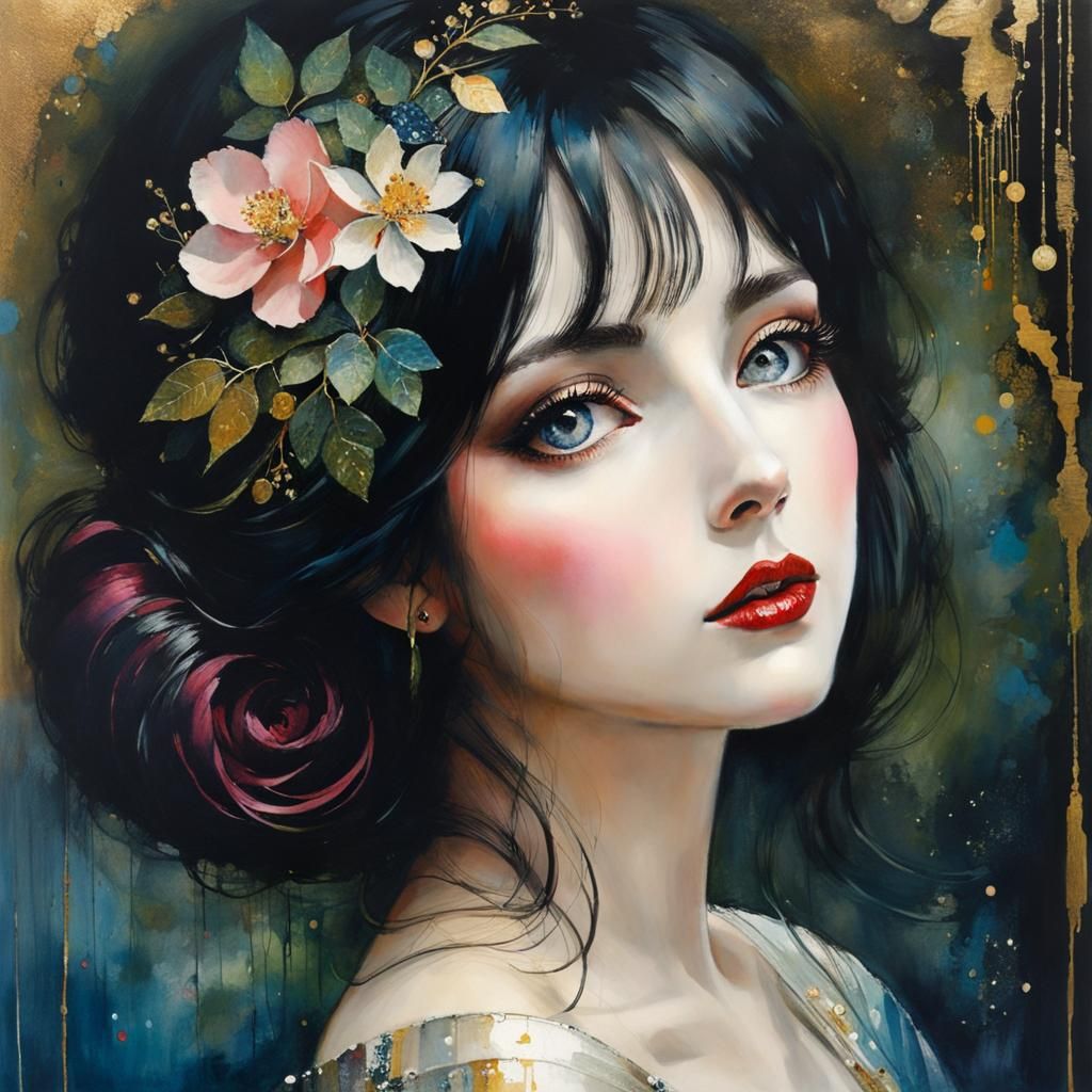 Extravagant Floral Landscape in Klimt Style