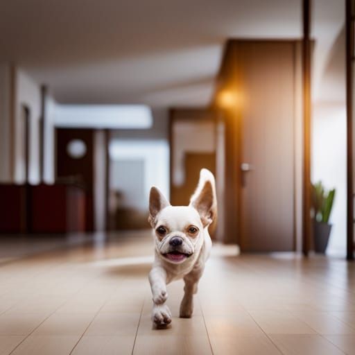 Dog Barking in Modern Home: Professional Photography