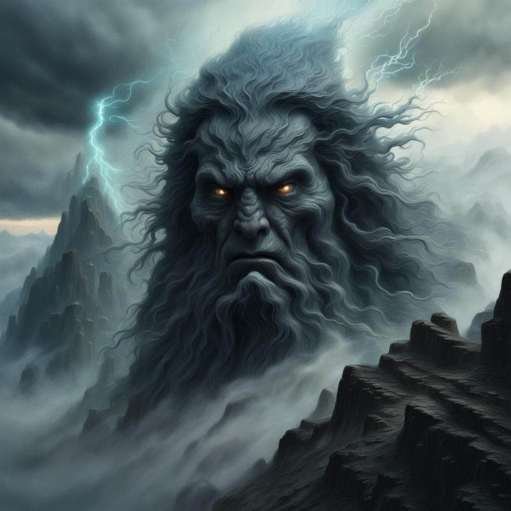 Wind Elemental Rises: Hyperrealistic Digital Matte Painting