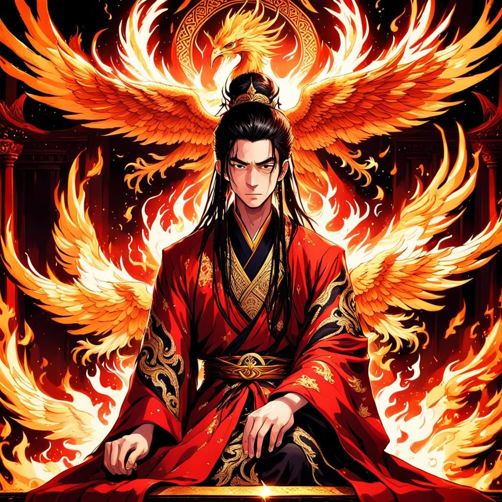 Boy and Phoenix in Imperial Throne Room