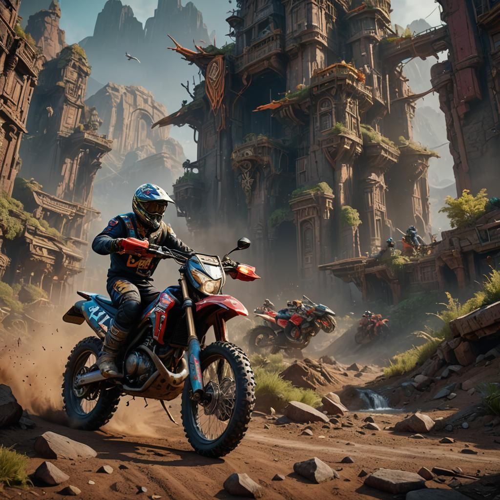 Detailed Matte Painting of a Dirtbike