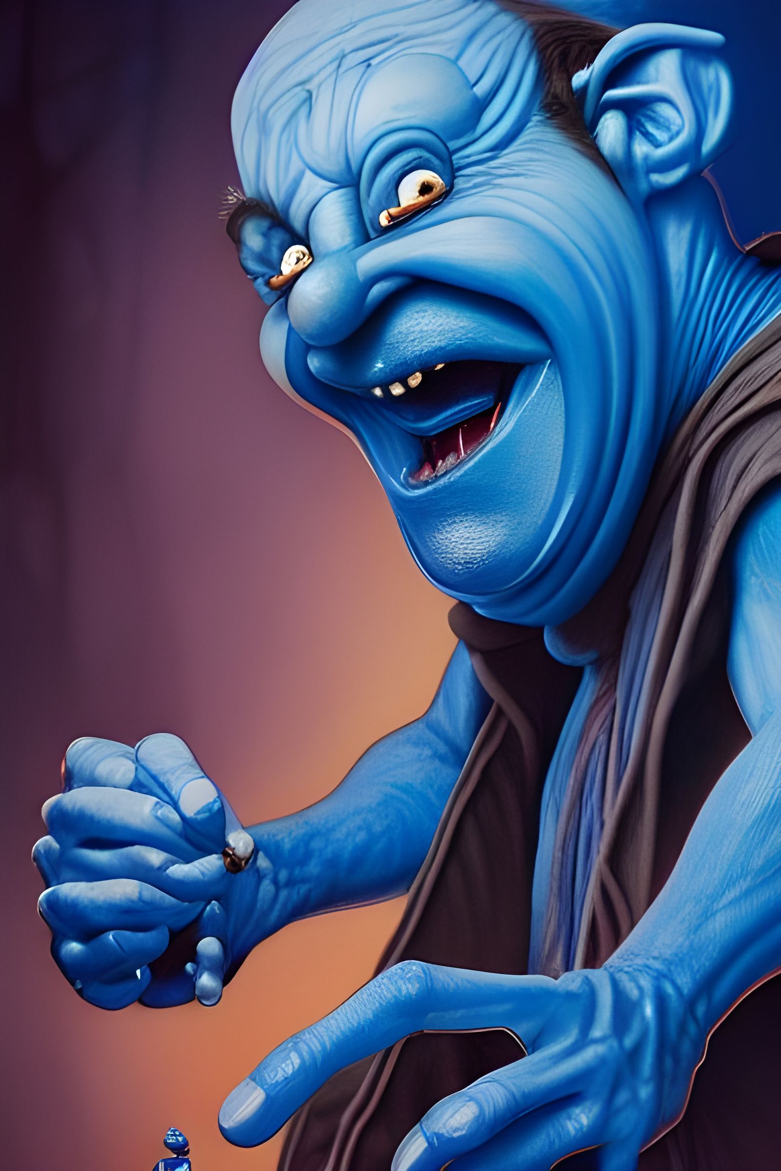 Papa Smurf Disintegrating into Gargamel's Spiral Eddy