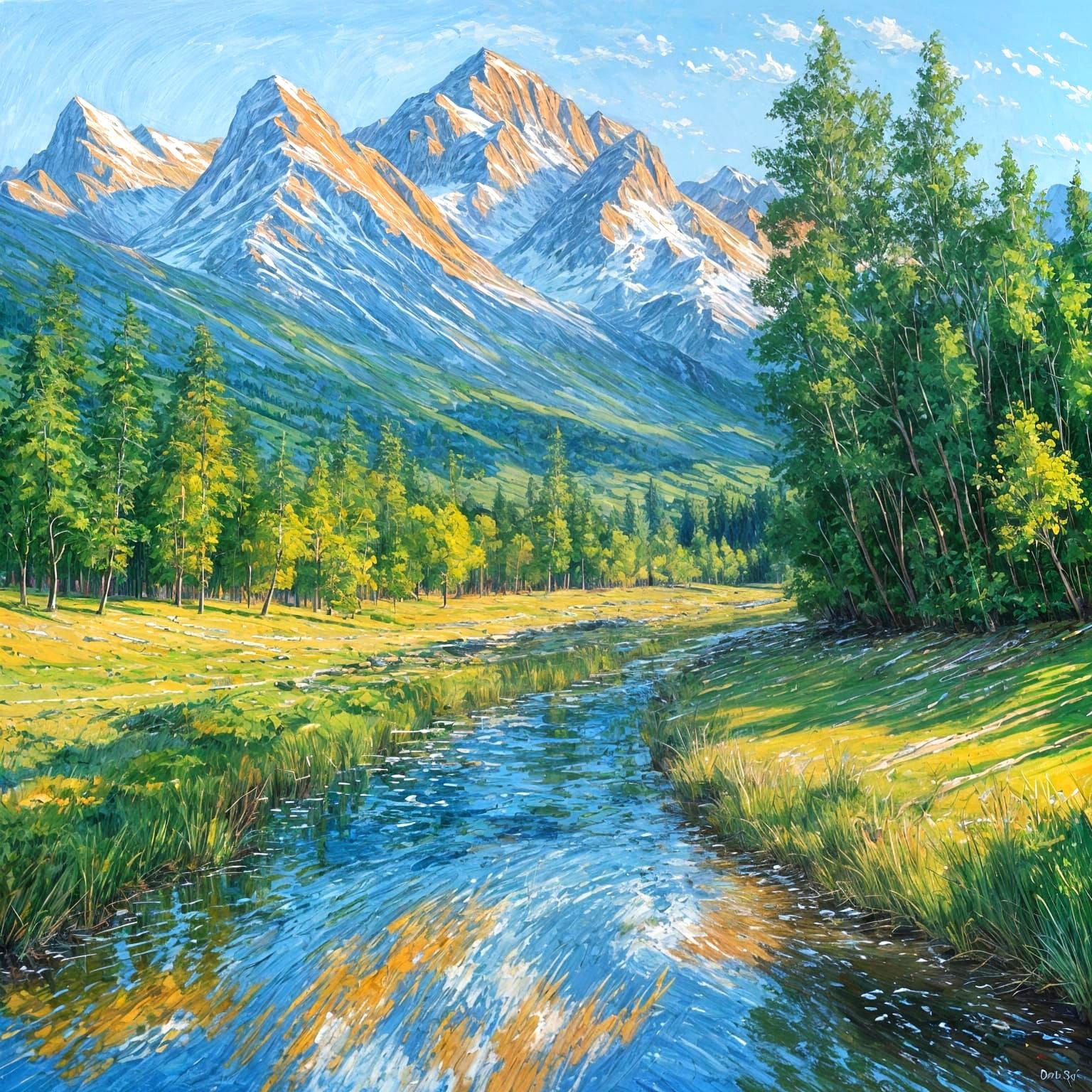 Masterful Landscape Painting with Brushstrokes