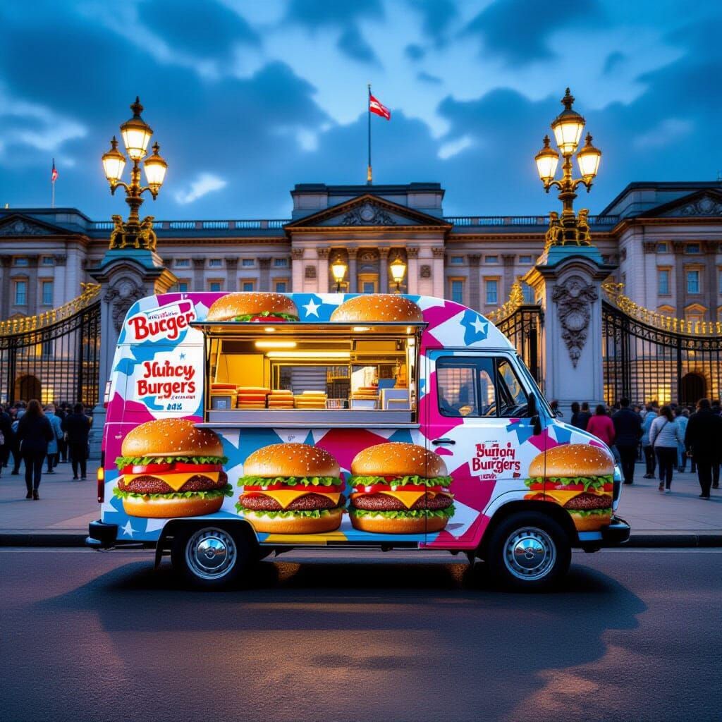 Burger Van Outside Buckingham Palace in HDR