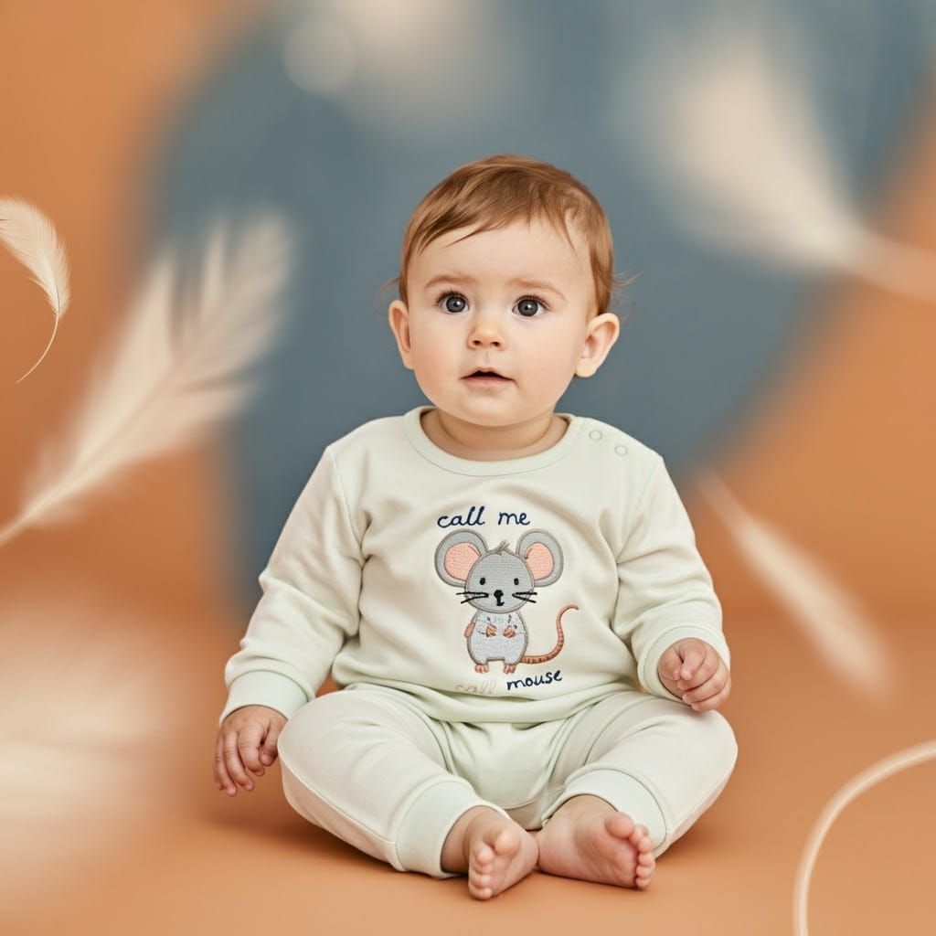 Baby in Mouse Pajamas: Whimsical Illustration