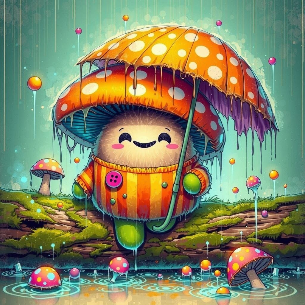 Mushroom Plush Spirit in Post-Apocalyptic Whimsy