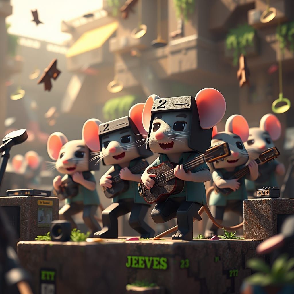 musical minecraft mayhem with chibi mice By artist "anime", ...