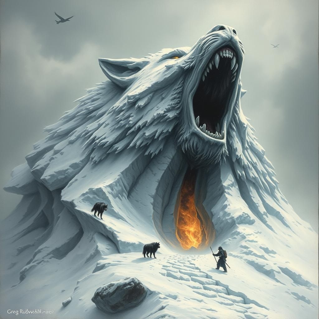 Wolf Head Illusion in Snow Avalanche