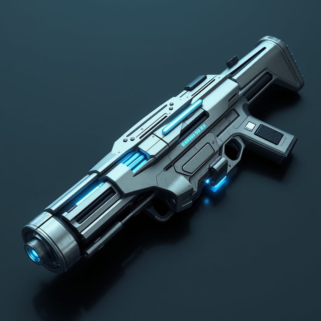 Futuristic Sci-Fi Weapon with Neon Circuits