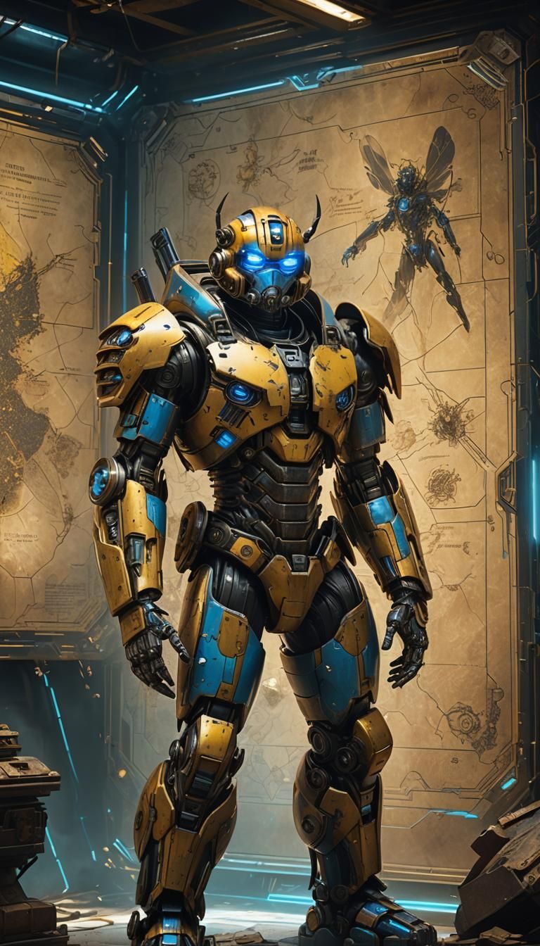 Bumblebee Sci-Fi Hero in Futuristic Armor