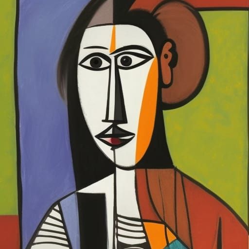 Abstract Woman: A Picasso-Style Gouache Painting