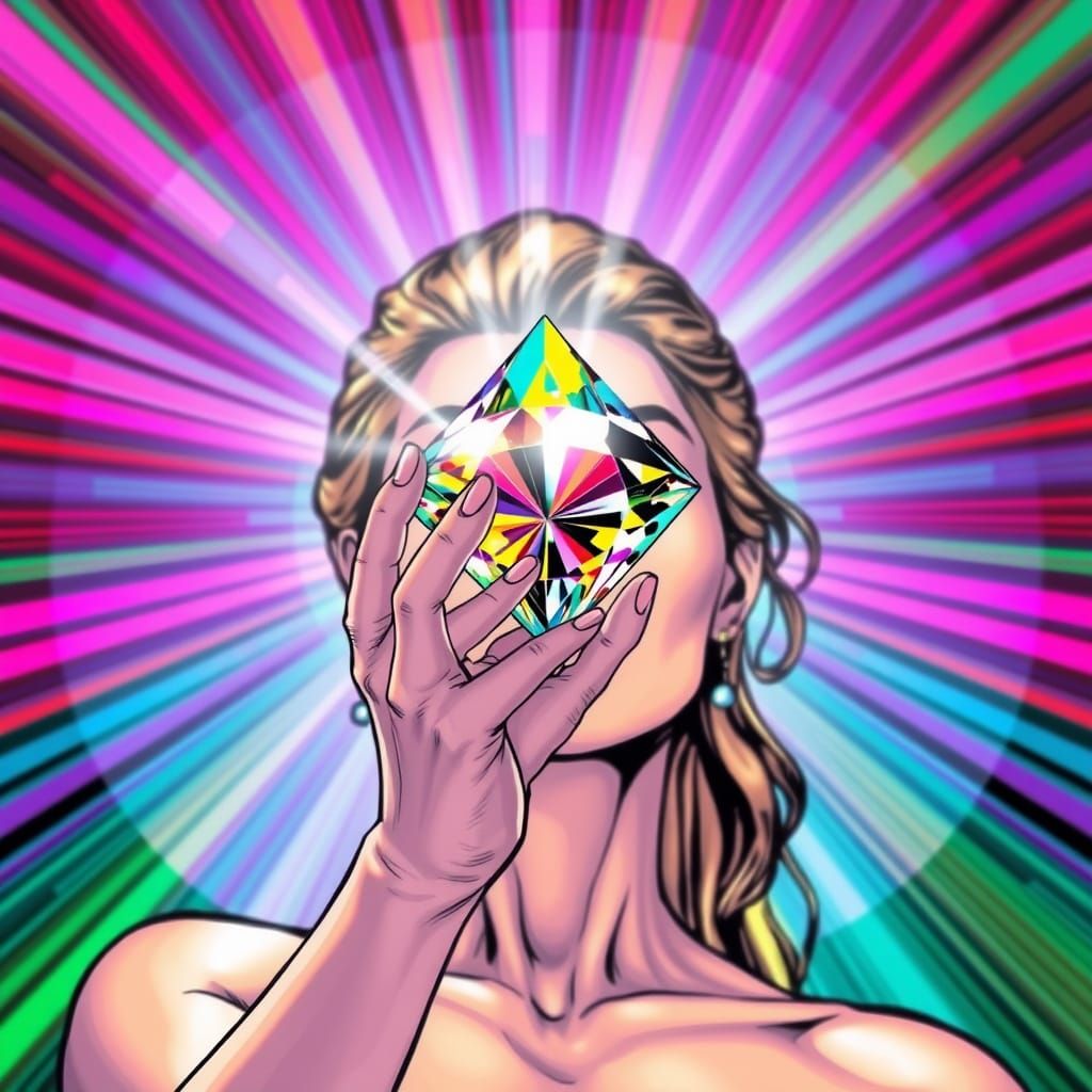 Vibrant Diamond Scene in Comic Book Style