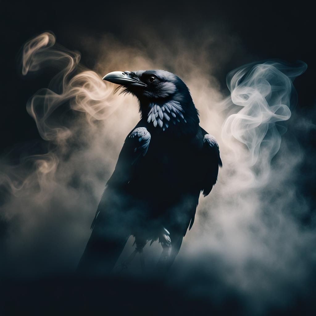 Raven Rising from Dark Light: Cinematic Double Exposure