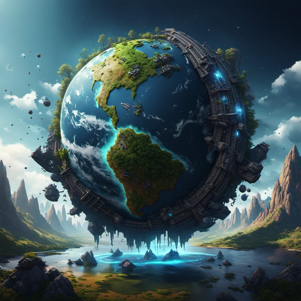 A Fantastical 4D Realm Holding Earth in Deep Color