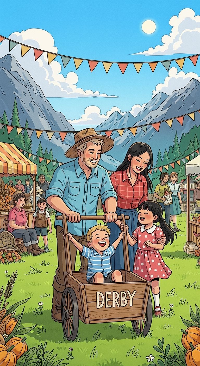 Cheerful Summer Family Festival in Cartoon Style
