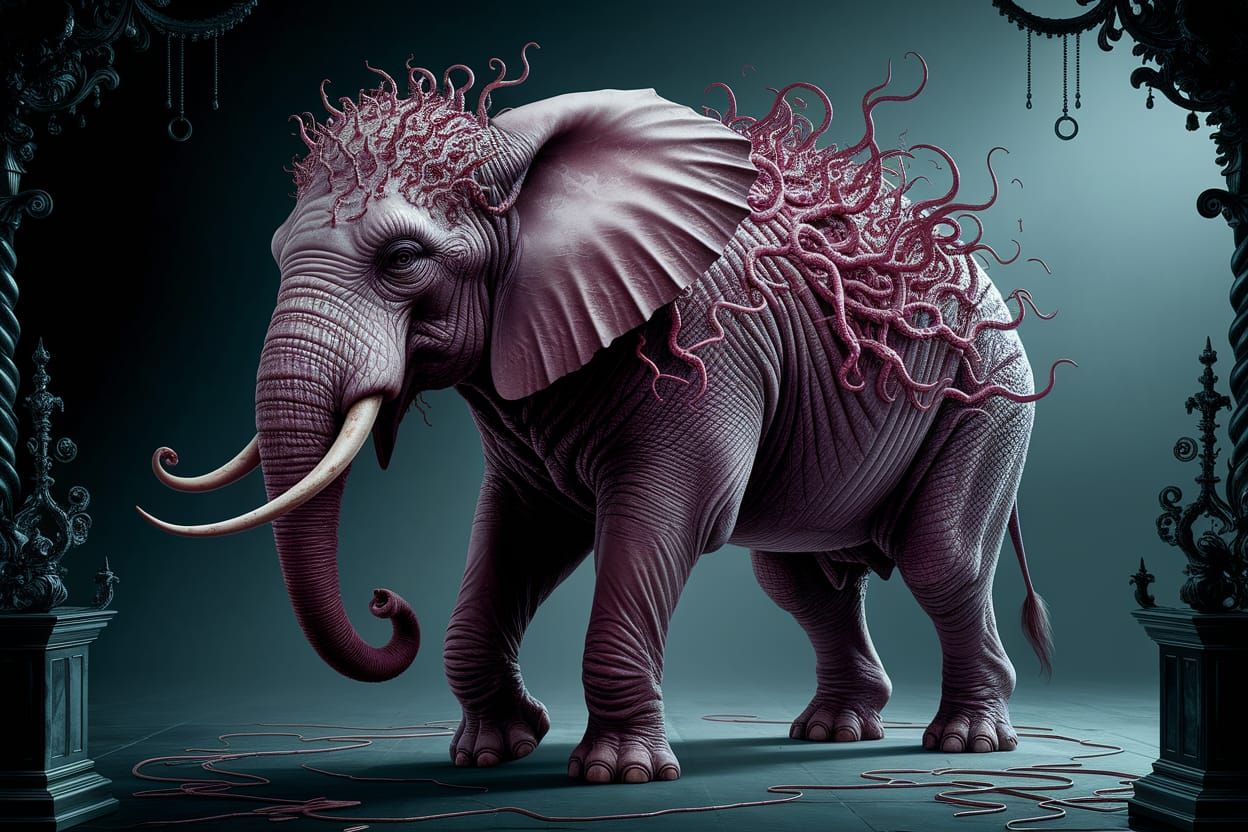 Eldritch Elephant in Dark Circus