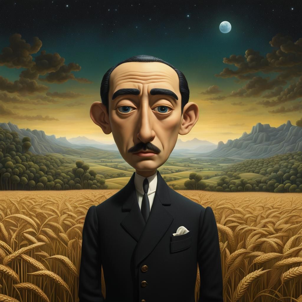 Surreal Wheat Field Face in Hyperrealism Style