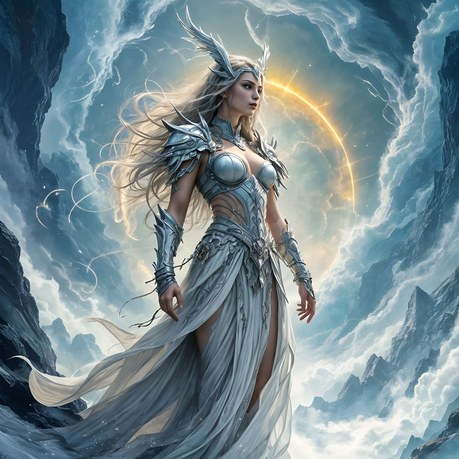 Stoic Valkyrie Warrior Guarding Mystical Realm