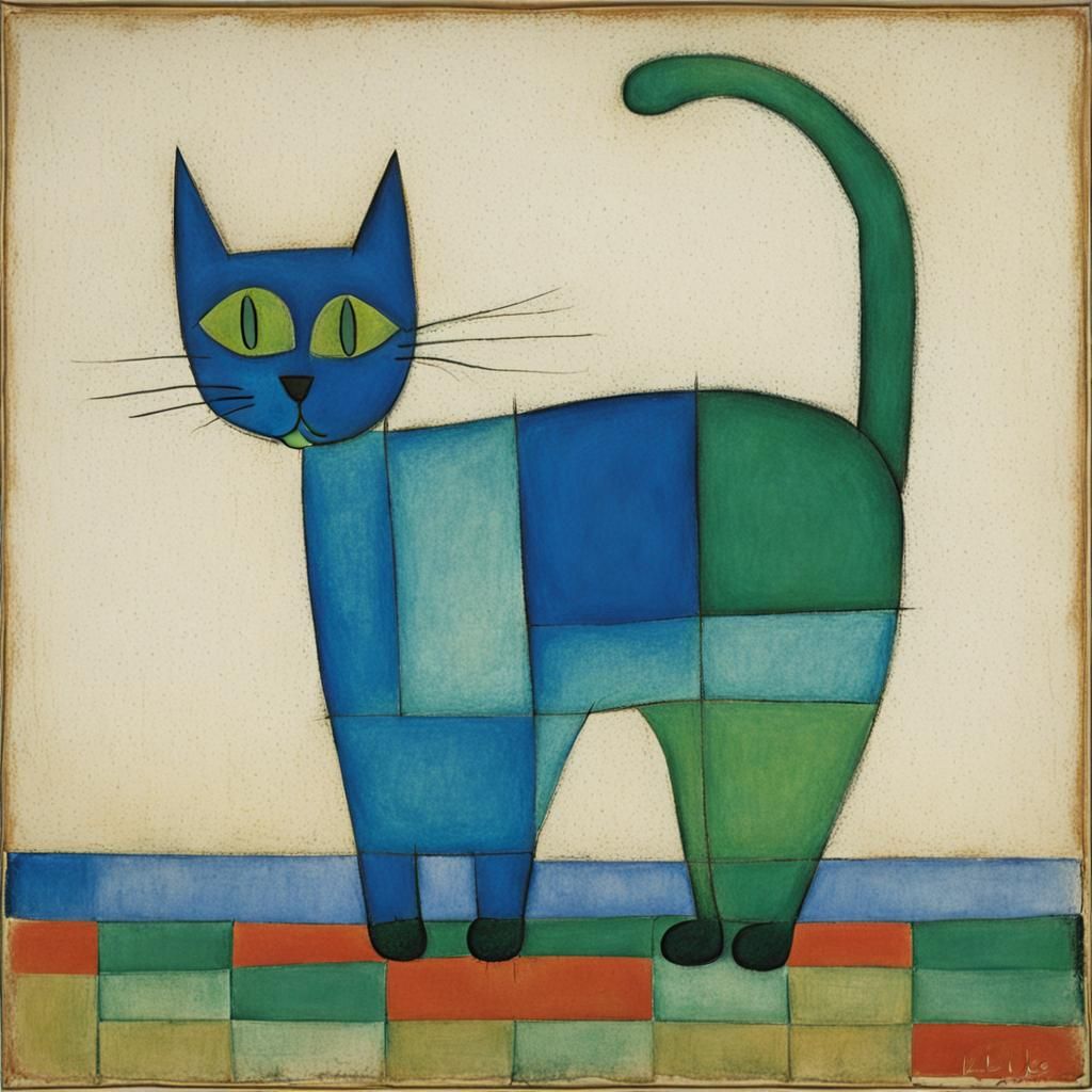 Abstract Cat in Style of Paul Klee