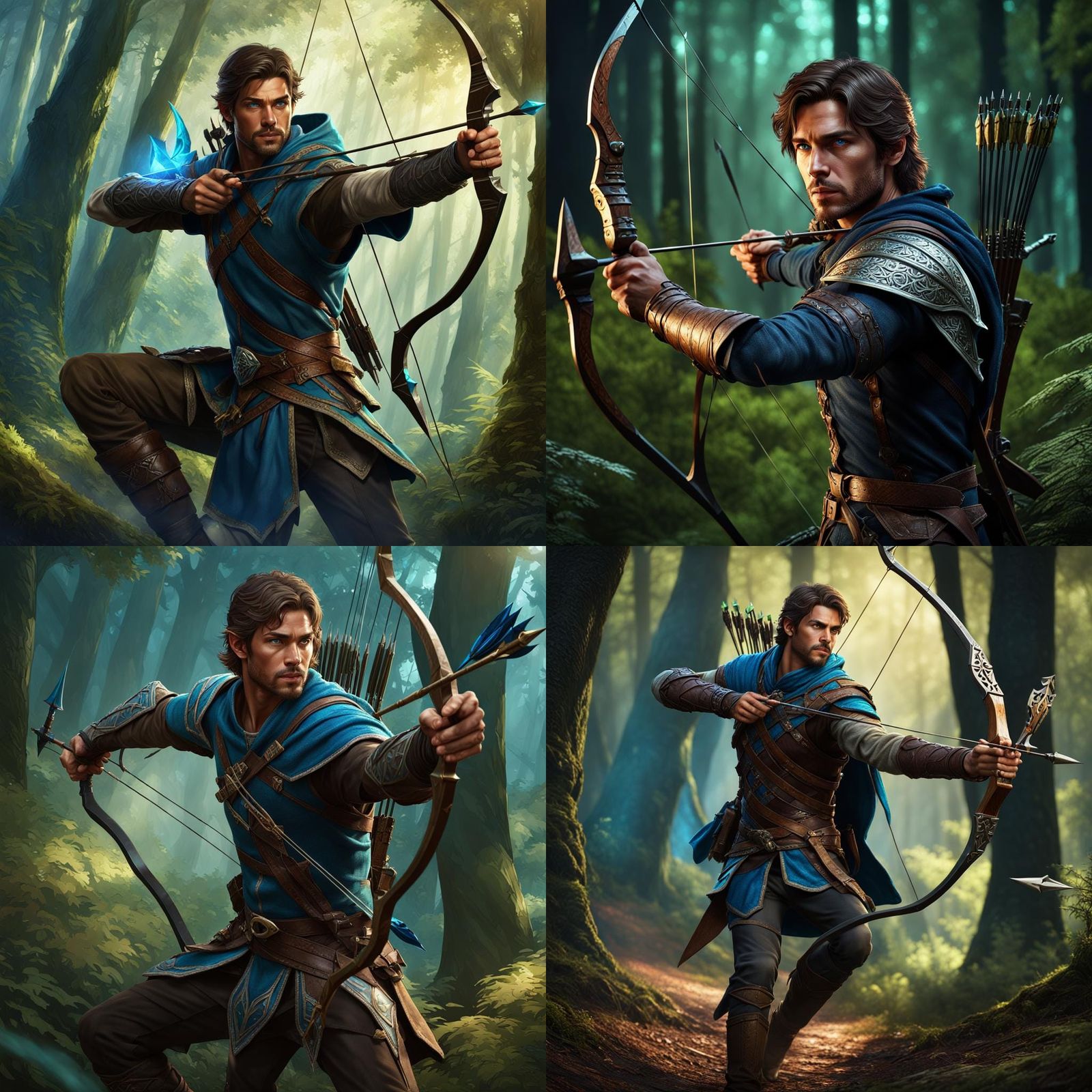Half-Elf Ranger in Forest, Dark Fantasy Art