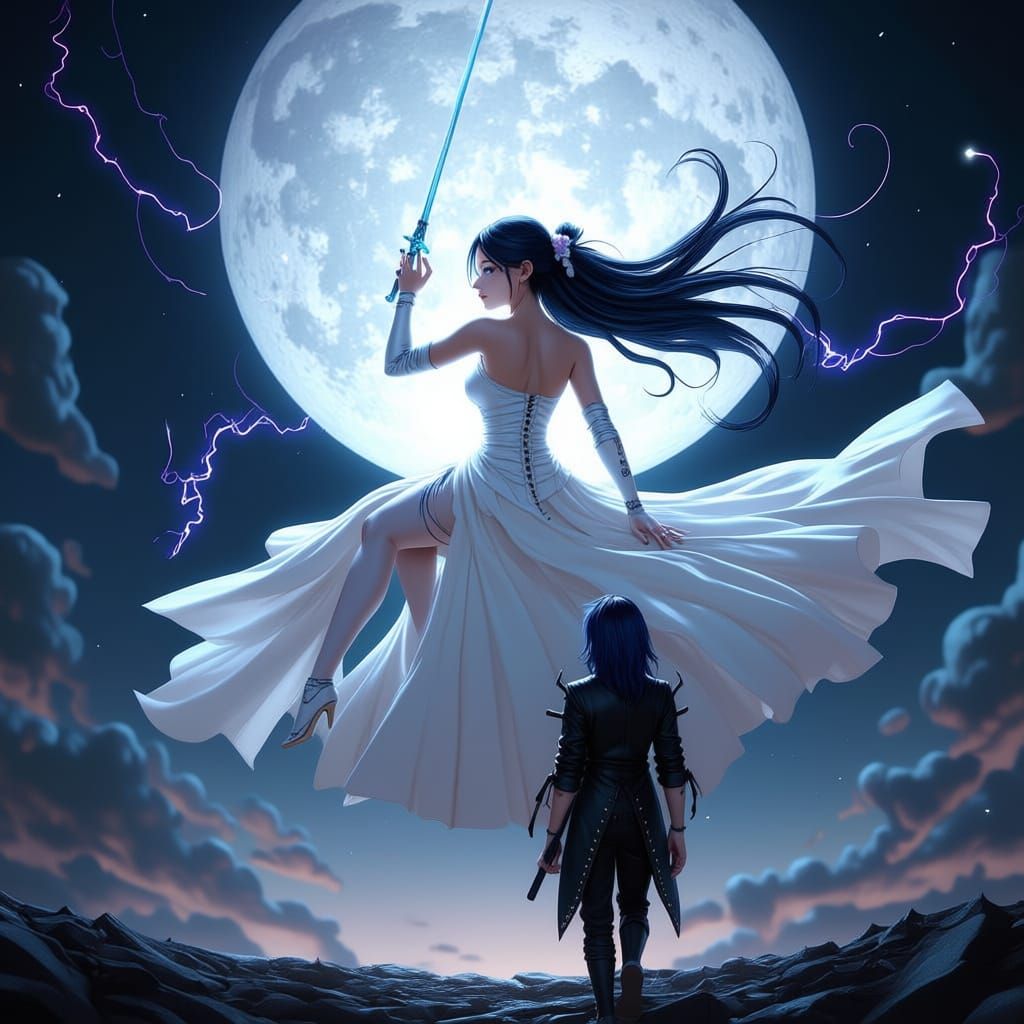 Goddess of Swords Summons Lightning by Moon