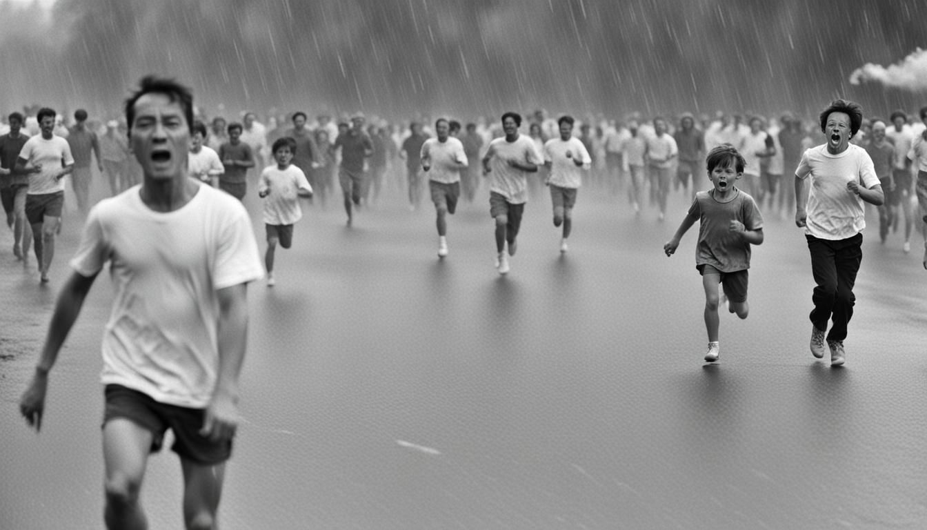 Apocalyptic Scene: People Fleeing Firestorm