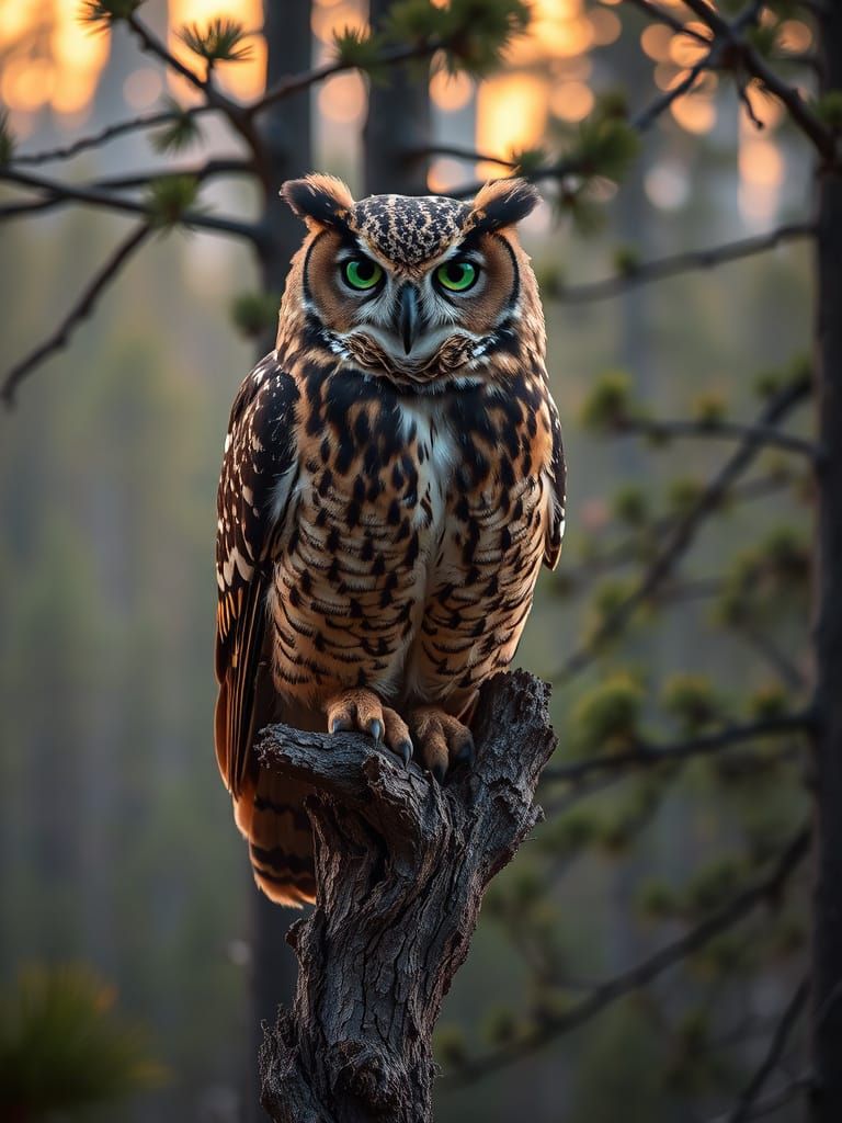 Regal Eagle Owl in Twilight Forest