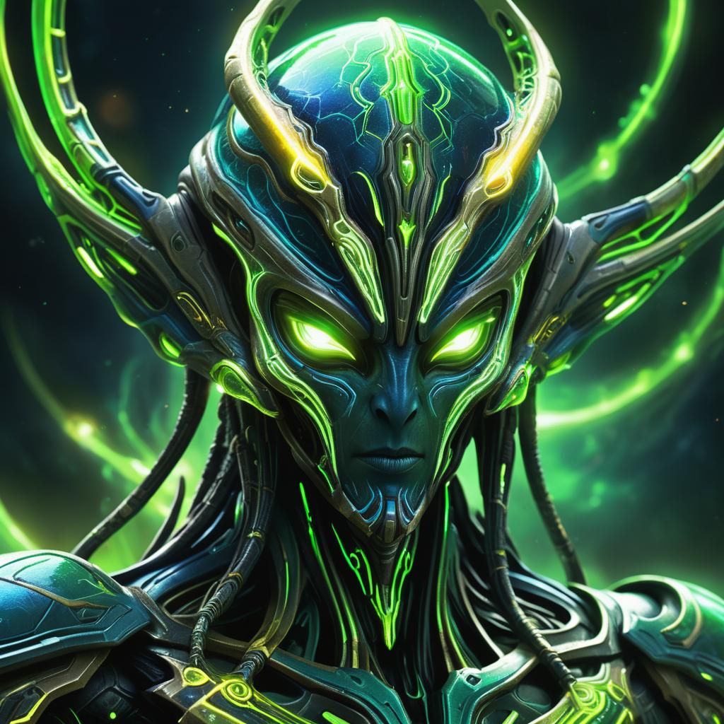 Sci-Fi Protoss Tal'darim Alien with Neon Markings