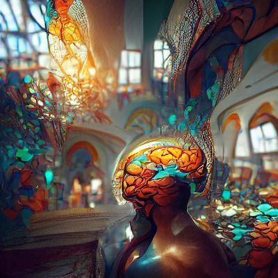 Aphantasia Concept Art in Orange and Teal