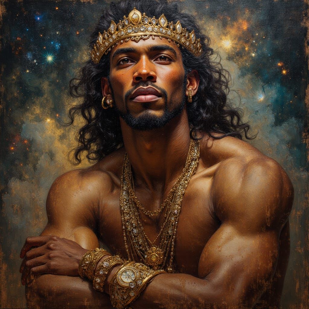 Black Male God King in Crystal Crown