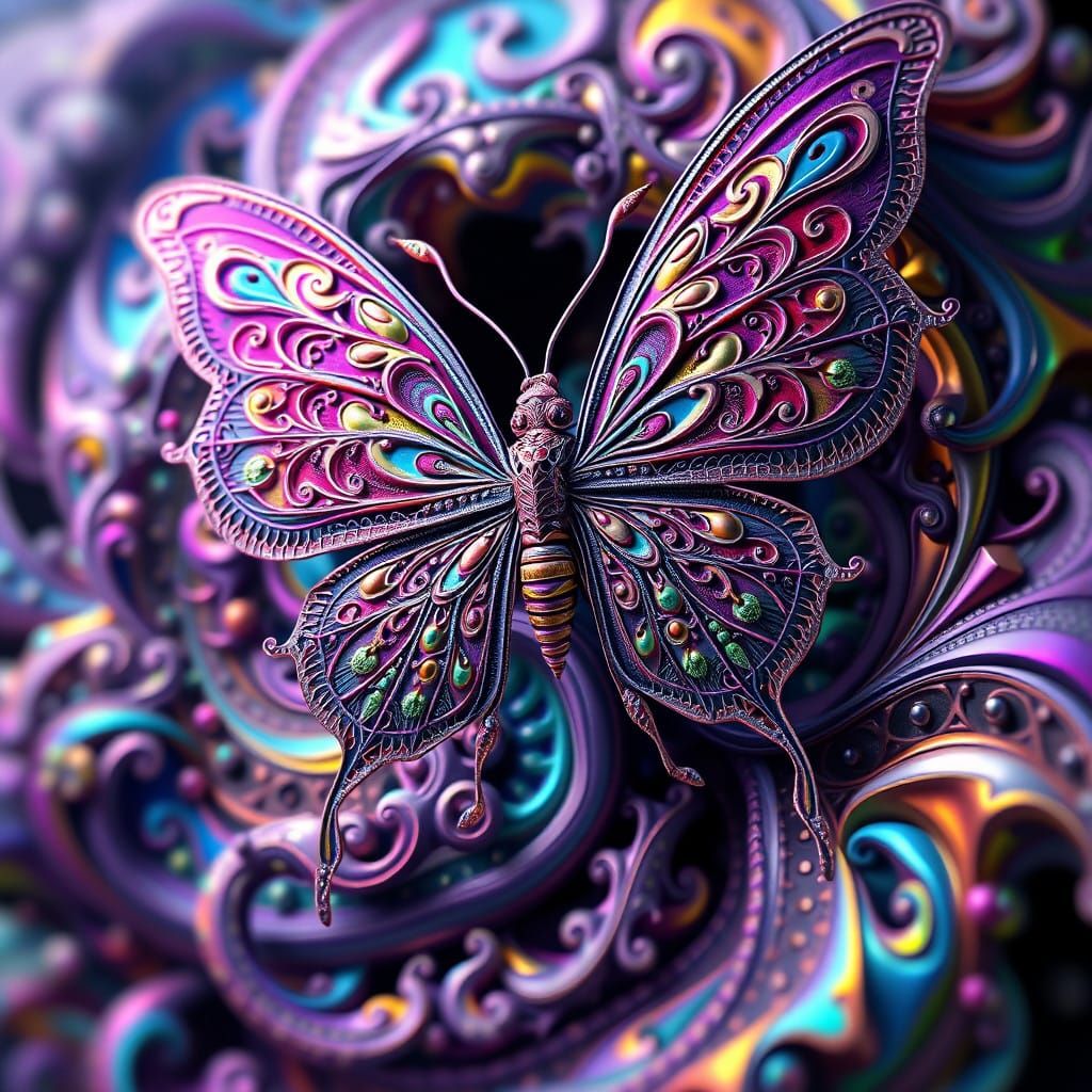 Glowing, Iridescent Alien Butterfly Emerges from Probabilist...