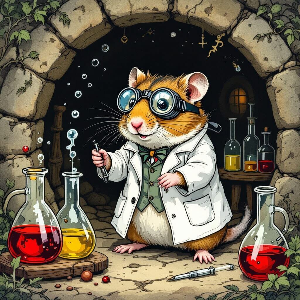 Hamster Scientist in Gothic Fantasy Lab
