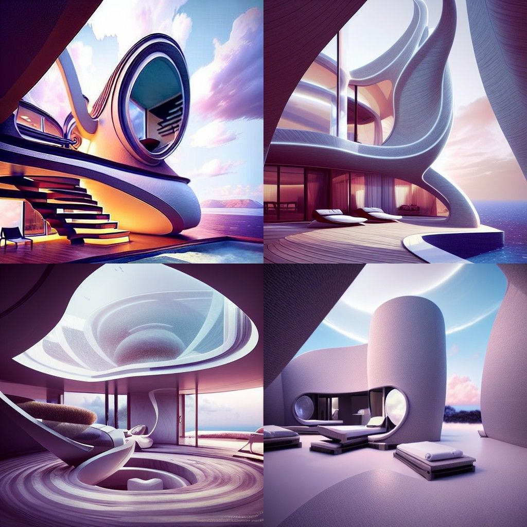 Futuristic Caribbean Villa with Swirling Shapes