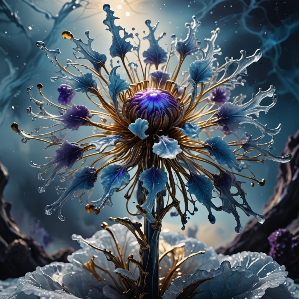 Icy Flower Blooms in Abandoned Brain