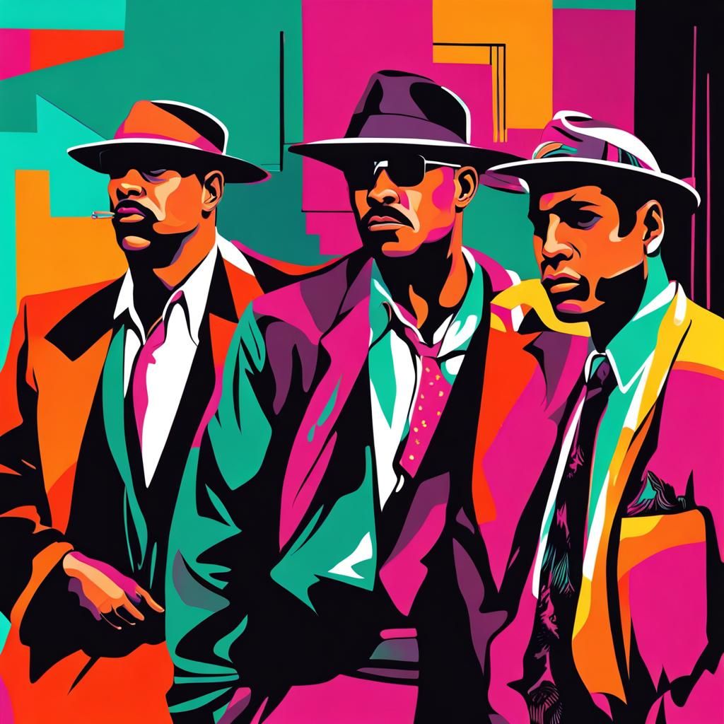 80s Gangsters in Miami Abstract Art