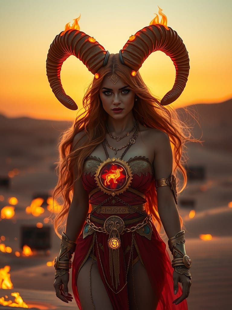 Ethereal Aries Goddess Embodies Passion and Power