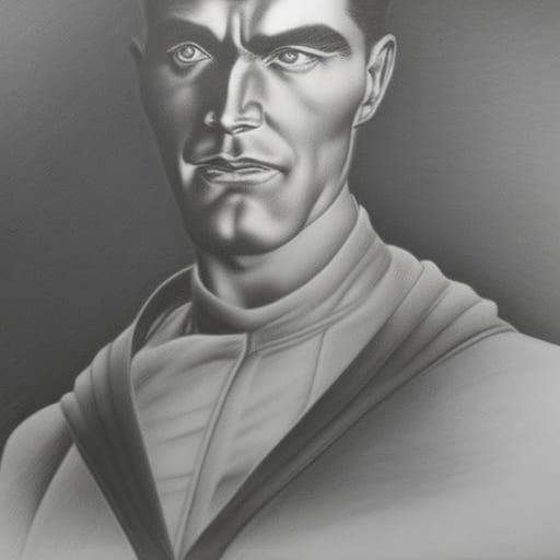 1920s Superman Charcoal Drawing