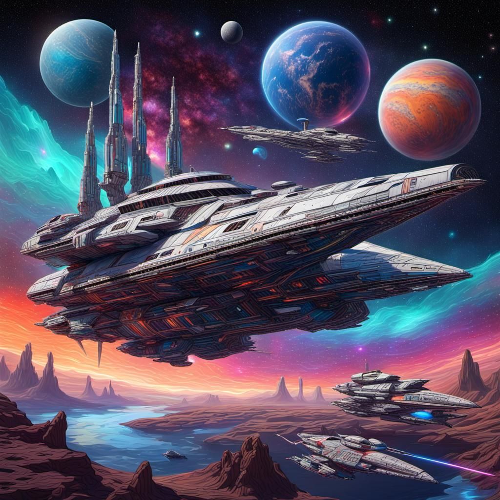 Star Wars Ships in Space by Pablo Amaringo