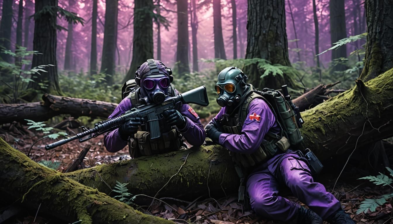 Survivalist in Infected Forest: Photorealistic Concept Art