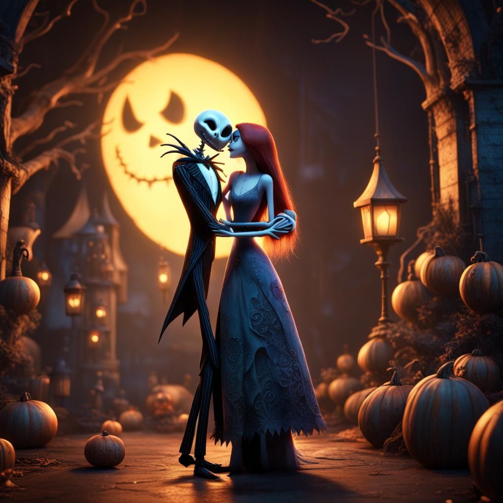 Jack Skellington and Sally: Detailed Matte Painting