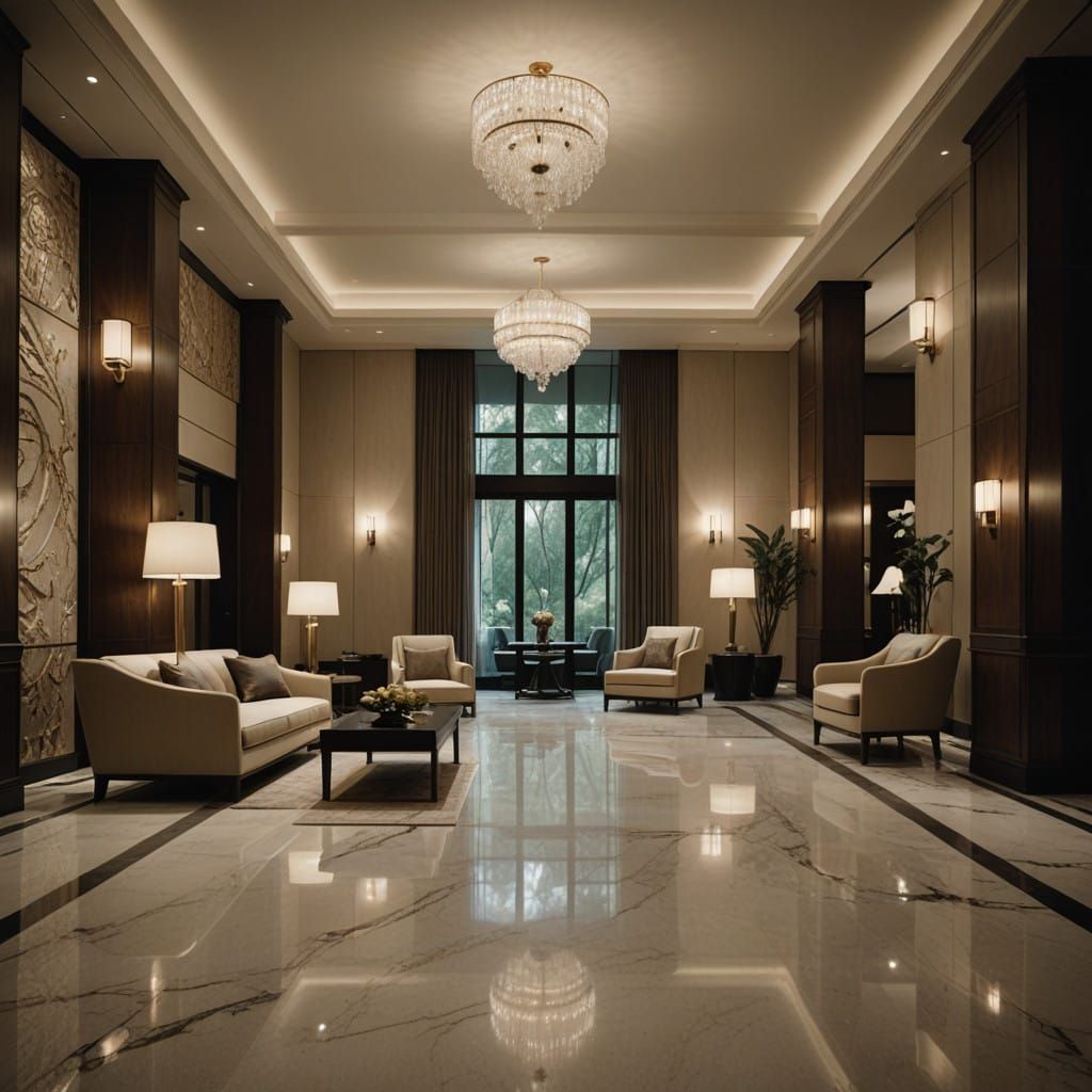 Luxury Hotel Lobby in Cinematic Style