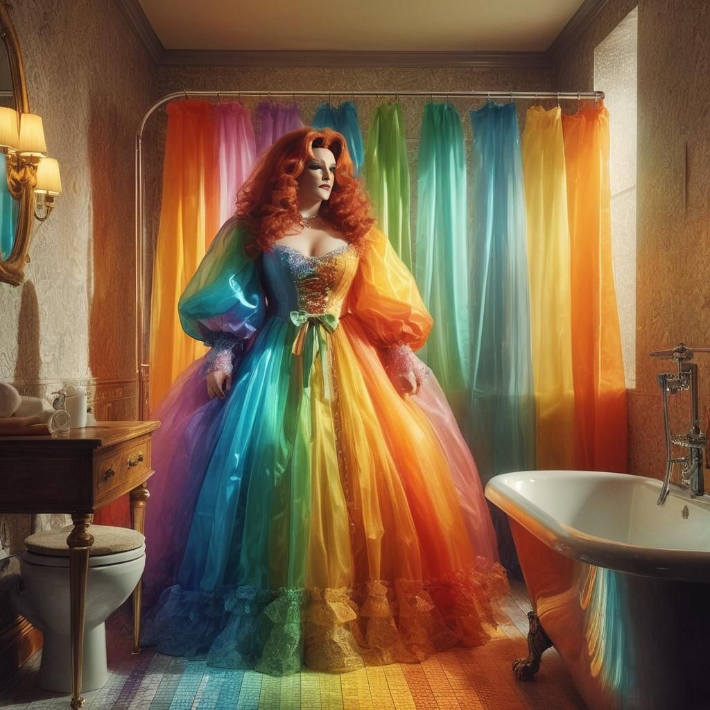 Bathroom Shower Bath Handbasin Toilet WC BBW Obese Femme Sis...